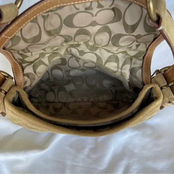 SOLD 🔴 Coach Soho Shoulder bag buckle bag 9692 suede leather tan brown vintage - Picture 8 of 17